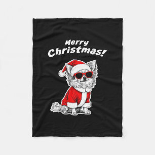 Christmas Chihuahua Funny Santa Dog Cute Holiday D Fleece Blanket