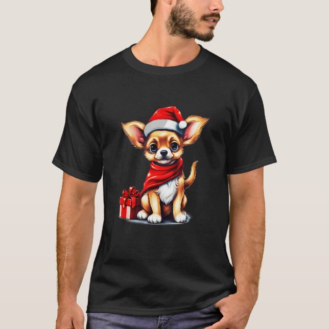 Christmas Chihuahua Graphic Festive Apparel Chihua T-Shirt (Front)