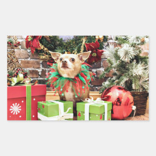 Christmas - Chihuahua - Miles Rectangular Sticker