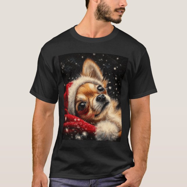 Christmas Chihuahua On A Long Sleeve  T-Shirt (Front)