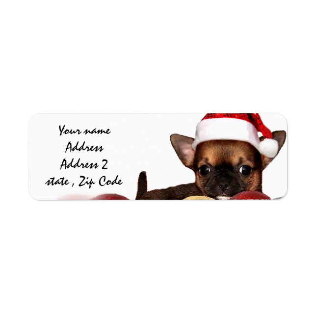 Christmas chihuahua puppy address labels (Front)