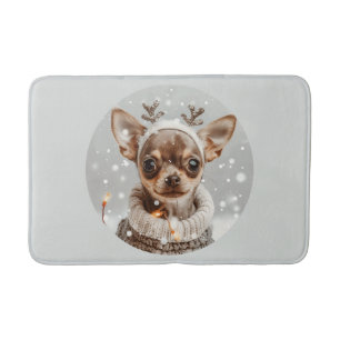 Christmas Chihuahua Reindeer Dog Bath Mat