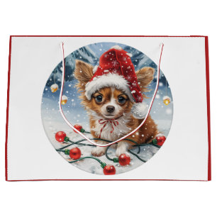 Christmas Chihuahua Santa Dog Large Gift Bag