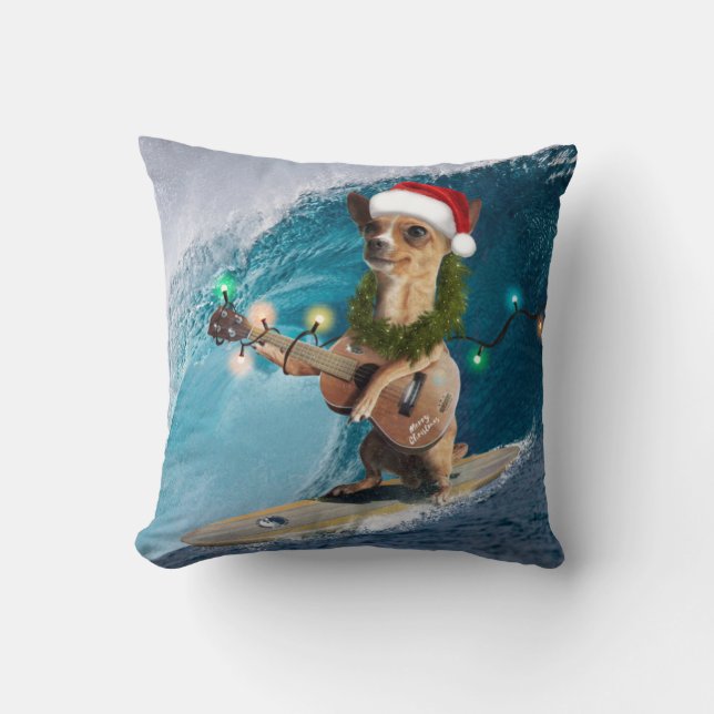 Christmas Chihuahua Surfing Cushion (Front)