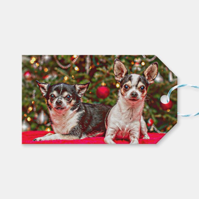 Christmas Chihuahua's Gift Tags (Front (Horizontal))
