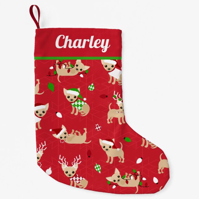 Christmas Chihuahuas Small Christmas Stocking (Front)