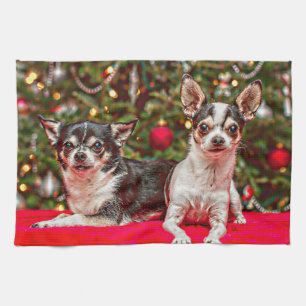 Christmas Chihuahua's Tea Towel
