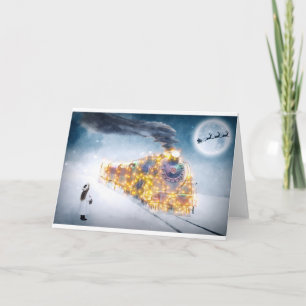 Christmas Child Christmas Motif December Train Holiday Card