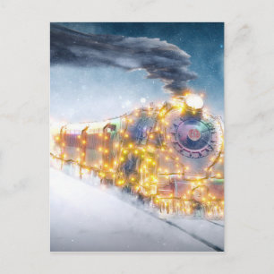 Christmas Child Christmas Motif December Train Holiday Postcard