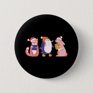 Christmas Chillin Animals 6 Cm Round Badge