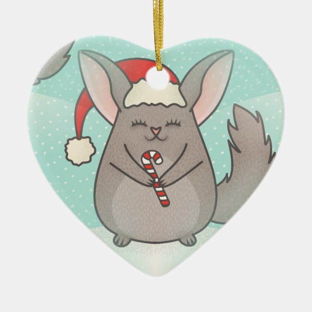 christmas chinchillas ceramic tree decoration (Front)