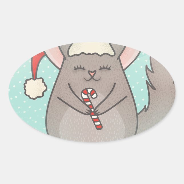 christmas chinchillas oval sticker (Front)