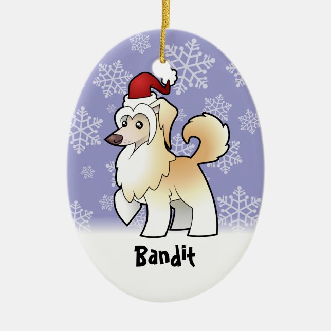 Christmas Chinese Crested (add your pets name) Ceramic Tree Decoration (Front)