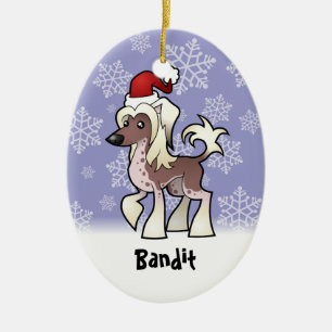 Christmas Chinese Crested (add your pets name) Ceramic Tree Decoration