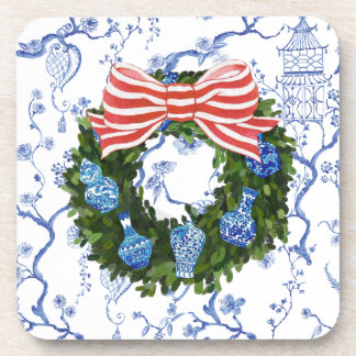 Christmas Chinoiserie Wreath, Ginger Jar, Coaster