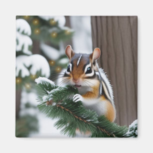 Christmas Chipmunk Magnet