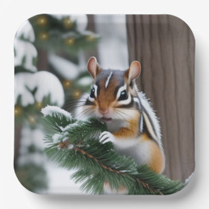 Christmas Chipmunk Paper Plate