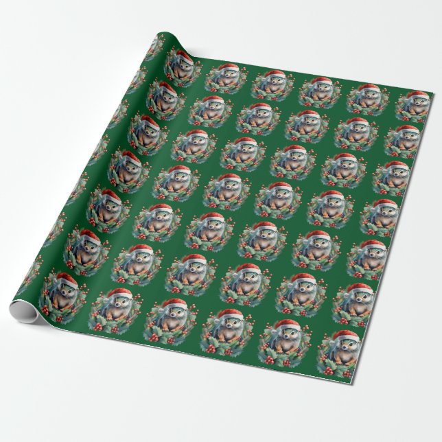 Christmas Chipmunk Wrapping Paper (Unrolled)