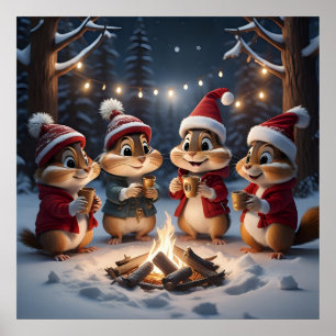 Christmas Chipmunks Poster