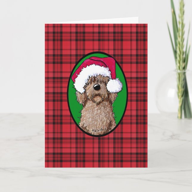 Christmas Chocolate Doodle Dog Holiday Card (Front)