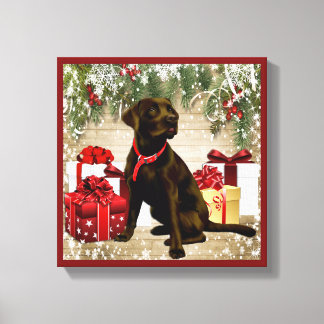 CHRISTMAS CHOCOLATE LABRADOR CANVAS PRINT