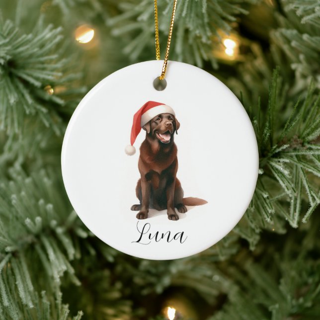Christmas Chocolate Labrador Dog Hat Ornament (Tree)