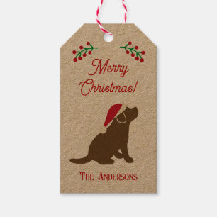 Christmas Chocolate Labrador Puppy Silhouette Gift Tags