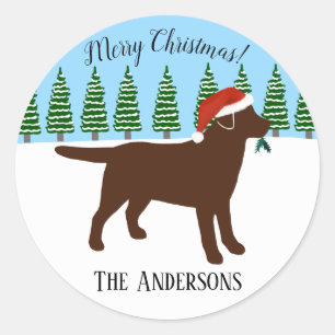 Christmas Chocolate Labrador Santa Hat Classic Round Sticker