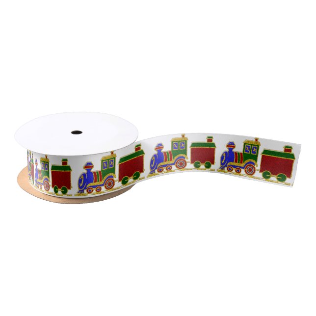 Christmas Choo Choo Train Satin Ribbon (Spool)