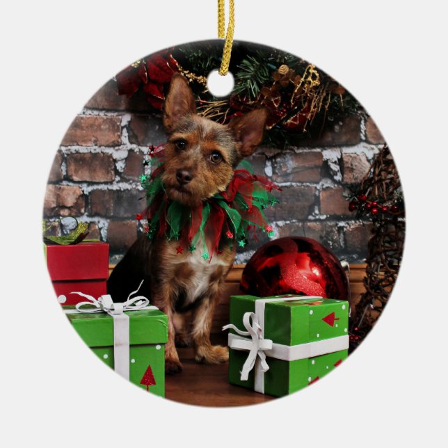 Christmas - Chorkie - Toby Ceramic Tree Decoration (Front)