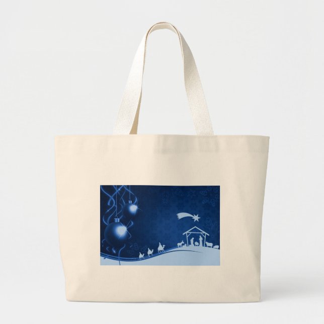 Christmas - Christ Is Born Large Tote Bag (Front)