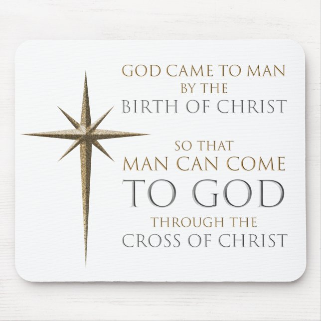 Christmas Christian Faith Star: Birth & Cross Mouse Pad (Front)