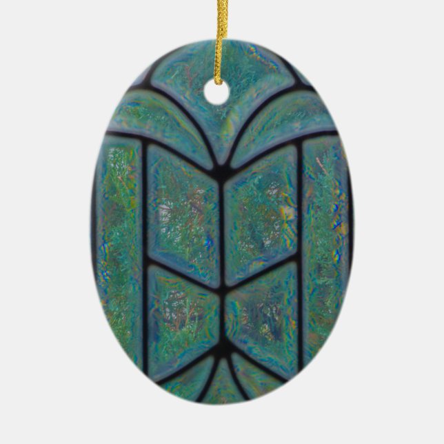 Christmas Christian Glory to God Window Ceramic Tree Decoration (Front)