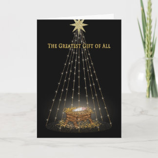 CHRISTMAS CHRISTIAN MANGER/STARS HOLIDAY CARD