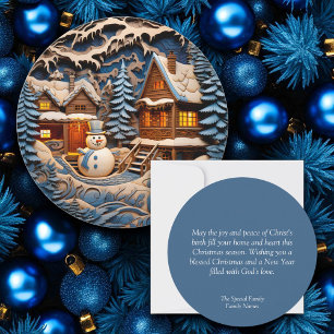 Christmas Christian Personalised Holiday Card Blue