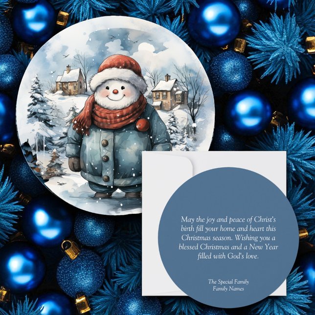Christmas Christian Personalised Holiday Card Blue (Creator Uploaded)