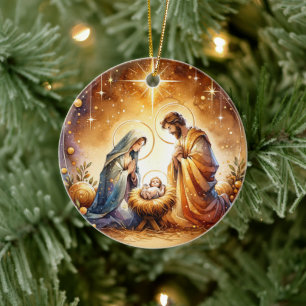 Christmas Christian Personalised Nativity Ceramic Tree Decoration