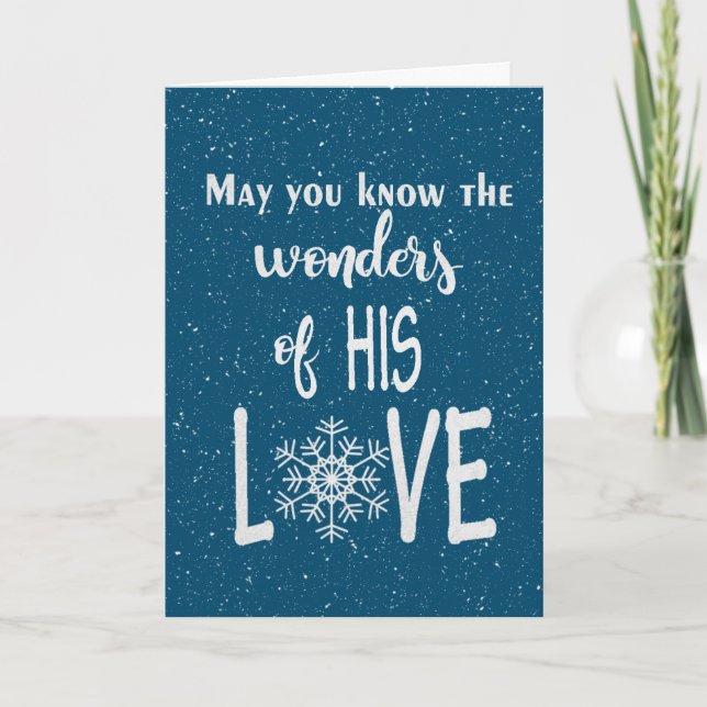 Christmas Christian Quote On Blue Holiday Card (Front)