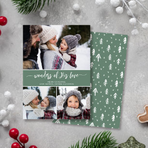 Christmas Christian Three Photo Modern Holiday Card