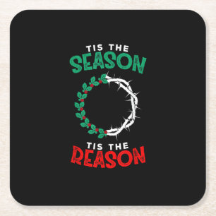Christmas Christian - Tis The Season Square Paper Coaster