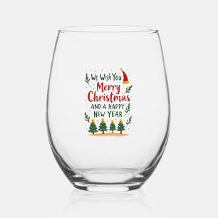 Christmas Christmas Christmas Christmas Christmas  Stemless Wine Glass