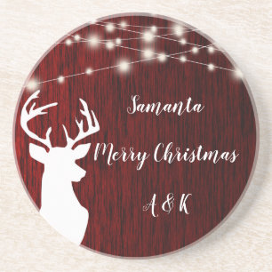 Christmas Christmas garland, deer head, personaliz Coaster