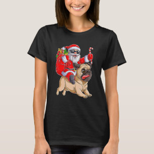 Christmas Christmas Santa Claus Riding Pug Cute 2 T-Shirt