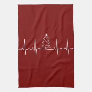 Christmas - Christmas Tree Heartbeat Tea Towel