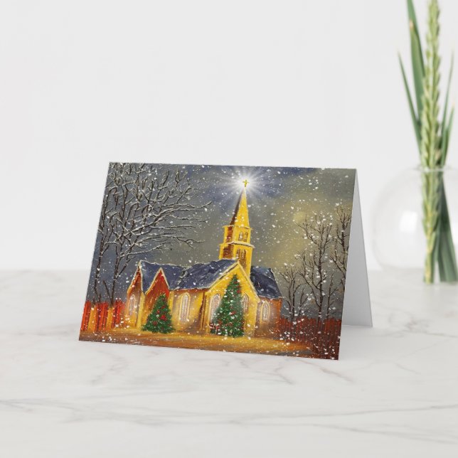 Christmas Church in Snow Card (Front)