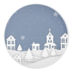 Christmas Church Landscape Ceramic Knob
