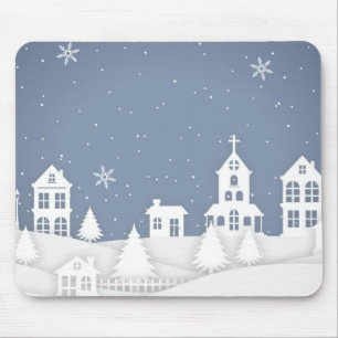Christmas Church Landscape Mouse Pad