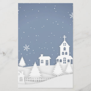 Christmas Church Landscape Stationery