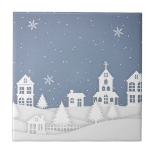 Christmas Church Landscape Tile