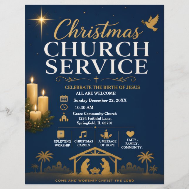 Christmas Church Service Flyer (Front)